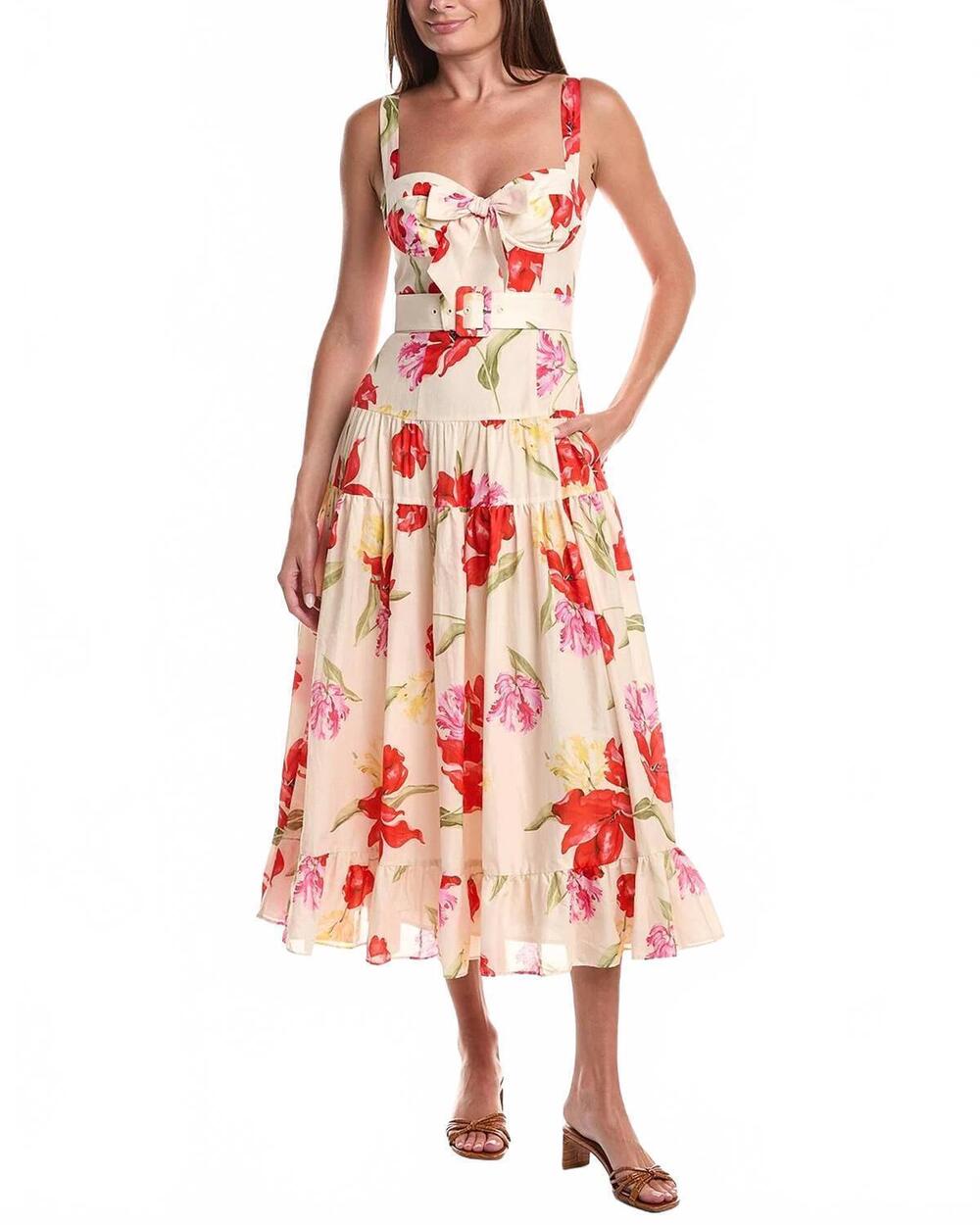 NEW HUTCH klea midi dress in watercolor rococo bouquet ivory